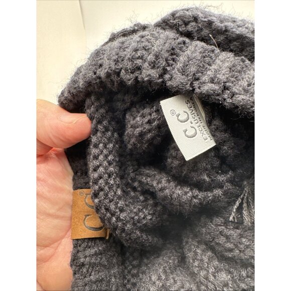 C.C. Exclusive Soft Knit Newsboy Hat Black Stretchy Beanie Mod Retro Winter - Picture 4 of 4